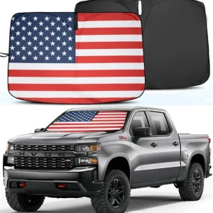 Universal Car SUV Truck Windshield Sun Shade Front Window Sunshade Block US Flag